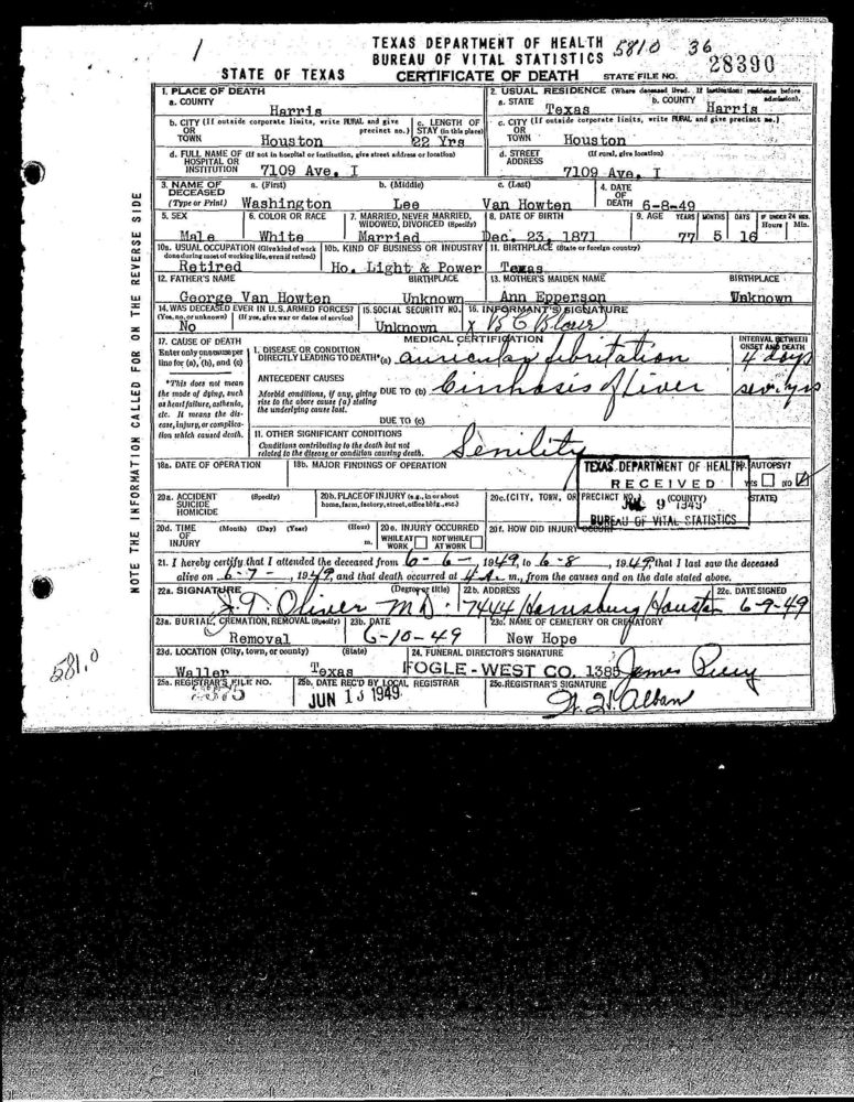 VanhowtenWashingtonLeeDeathCert